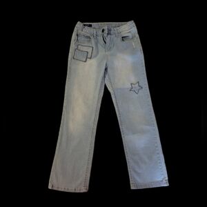 Vigoss light wash denim jeans girls patchwork Size 10